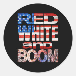 Sticker Rond Le 4 Juillet Rouge Blanc Et Boom Feu D'Oeuvre Fina