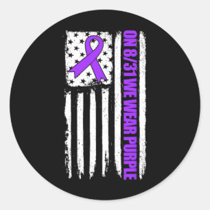 Sticker Rond Le 831 On porte du violet Drapeau américain Sensib