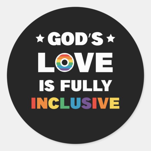 Sticker Rond Le Amour de Dieu est entièrement inclusif Mois de (Devant)