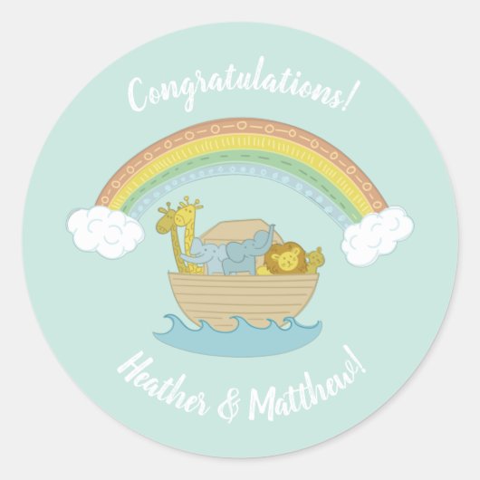 Sticker Rond Le Baby shower Ark Boho de Noah (Devant)