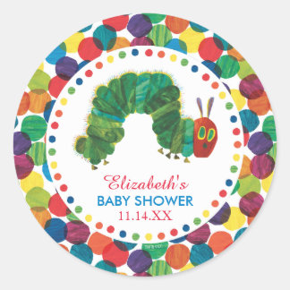 Sticker Rond Le Baby shower Caterpillar Très Affamé