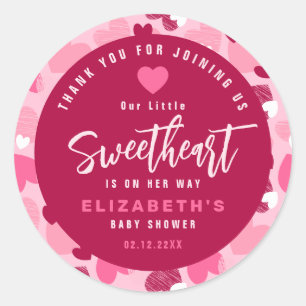 Sticker Rond Le Baby shower de la Saint-Valentin rose petit amo