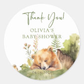 Sticker Rond Le Baby shower de l'Ours de la nature (Devant)