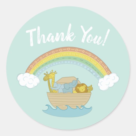 Sticker Rond Le Baby shower de Merci Ark Boho de Noah (Devant)