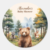 Sticker Rond Le Baby shower des animaux des bois (Devant)