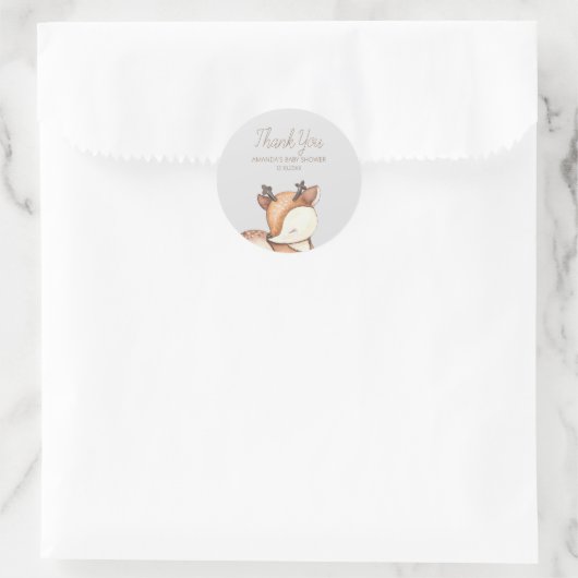 Sticker Rond Le Baby shower des animaux des bois (Sac)