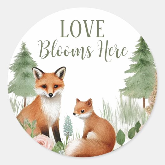 Sticker Rond Le Baby shower des animaux des bois (Devant)