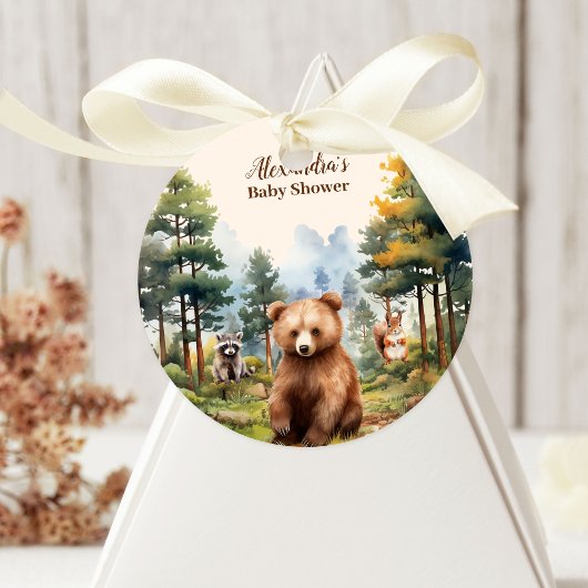 Sticker Rond Le Baby shower des animaux des bois