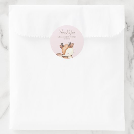 Sticker Rond Le Baby shower des animaux des bois (Sac)