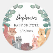 Sticker Rond Le Baby shower des animaux des bois (Devant)