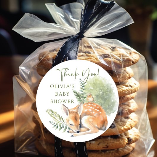 Sticker Rond Le Baby shower des cerfs de la nature