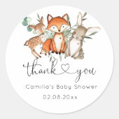 Sticker Rond Le Baby shower forestier des animaux des bois (Devant)