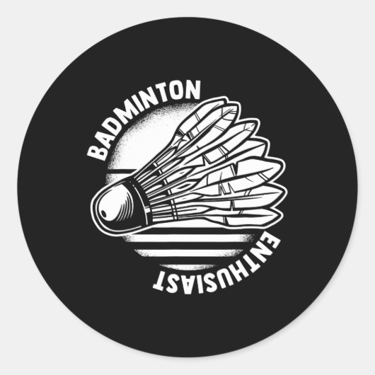 Sticker Rond Le Badminton Enthousiast Shuttle Badminton Racket (Devant)