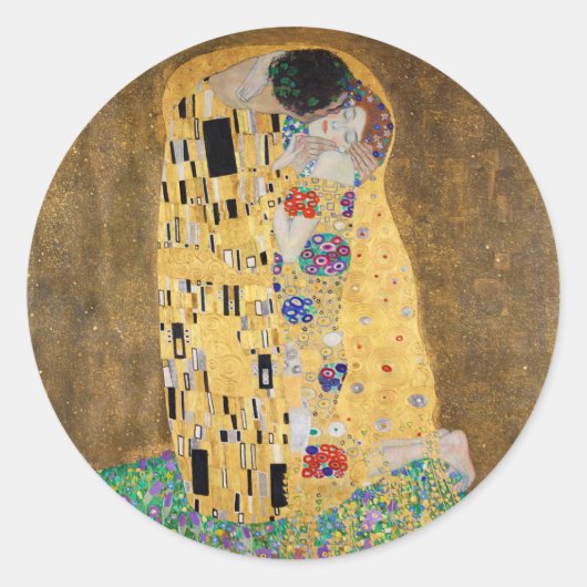 Sticker Rond Le Baiser de Gustav Klimt (Devant)