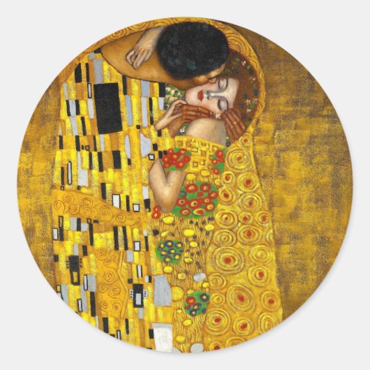 Sticker Rond Le baiser de Gustav Klimt (Devant)