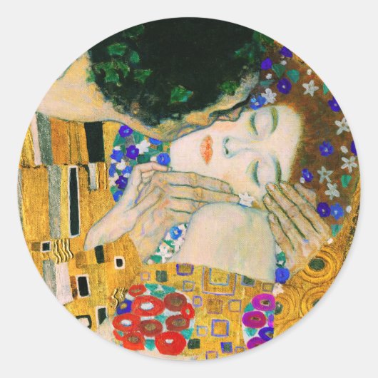 Sticker Rond Le baiser de Gustav Klimt (Devant)