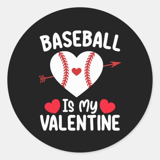 Sticker Rond Le Baseball Est Mon Sport De La Saint Valentin (Devant)