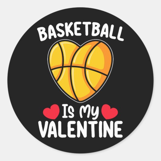 Sticker Rond Le Basket Est Mon Sport De Saint Valentin (Devant)