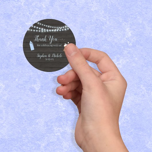 Sticker Rond Le bébé brasse du Merci de Baby shower bleu