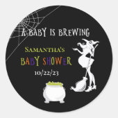 Sticker Rond Le bébé d'Halloween brasse le Baby shower sorcier (Devant)