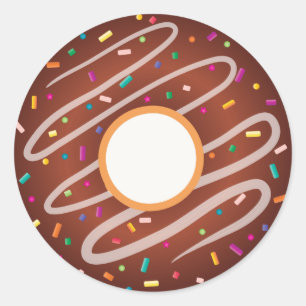 Sticker Rond Le beignet de chocolat avec l'arc-en-ciel arrose