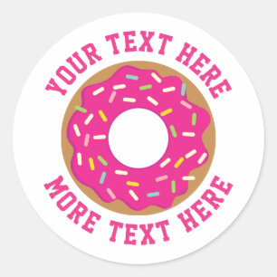 Sticker Rond Le beignet rose doux mignon avec arrose la coutume