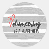 Sticker Rond le bénévolat est une forme de coeur (Devant)