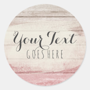 Sticker Rond Le bois rustique rougissent cottage minable rose