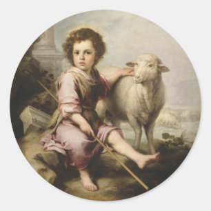 Sticker Rond Le Bon Berger, Esteban Murillo