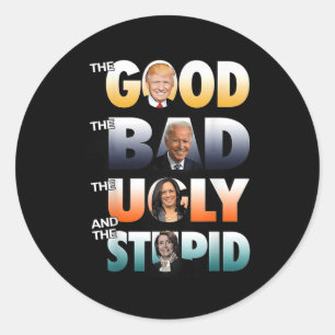 Sticker Rond Le Bon Trump Le Mauvais Biden Le Bon Le Mauvais