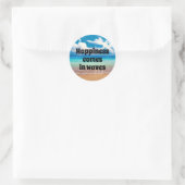 Sticker Rond Le bonheur arrive par vagues (Sac)