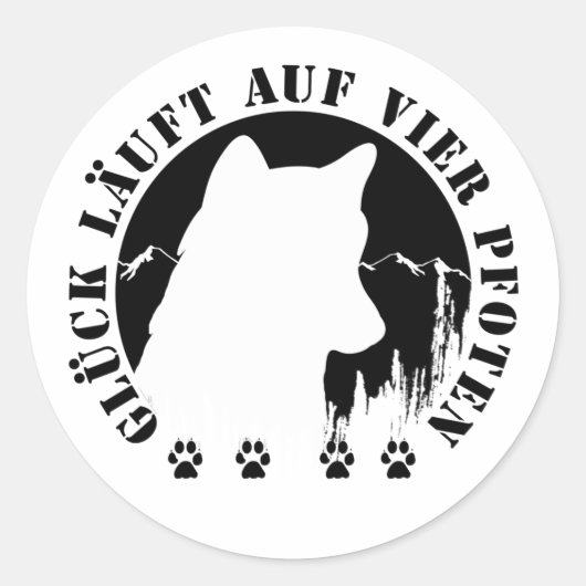 Sticker Rond Le bonheur de Husky est à quatre pattes (Devant)