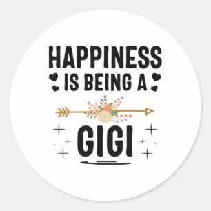 Sticker Rond Le bonheur est d'être un cadeau de Gigi pour la fê