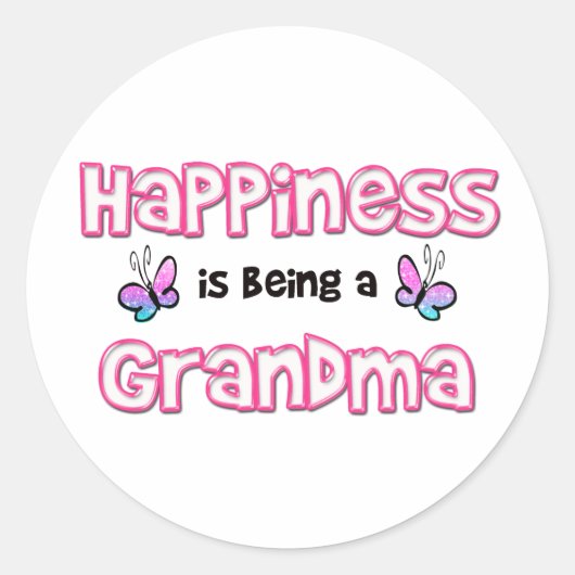 Sticker Rond Le Bonheur Est Être Une Grand-Mère (Devant)