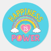 Sticker Rond Le bonheur est Power Rainbow (Devant)