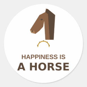 Sticker Rond Le bonheur est un cheval – Cadeau pour amateur de