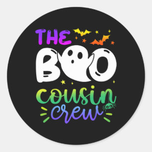 Sticker Rond Le Boo Cousin Crew Halloween Ghost Trick Treat Sq