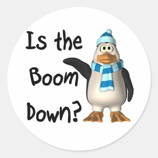 Sticker Rond Le boom est-il en baisse ? Avec pingouin (Devant)