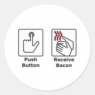Sticker Rond Le bouton poussoir reçoivent le lard