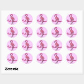 Sticker Rond Le BT Flamant rose rose Sickers de puissance (Feuille)