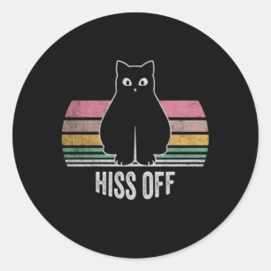 Sticker Rond Le Ca Noir Hiss Off Meow Cat