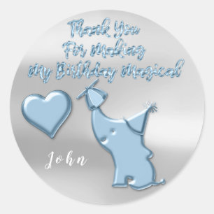 Sticker Rond Le cadeau d'anniversaire d'éléphant de bébé