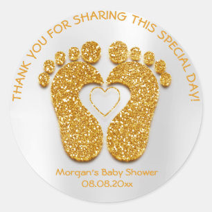 Sticker Rond Le cadeau de faveur de baby shower de pieds de