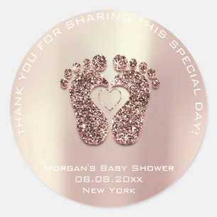 Sticker Rond Le cadeau de faveur de baby shower de pieds de