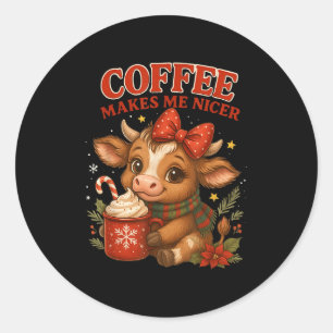 Sticker Rond Le Café Drôle Me Rend Plus Sympa Vacances De Noël