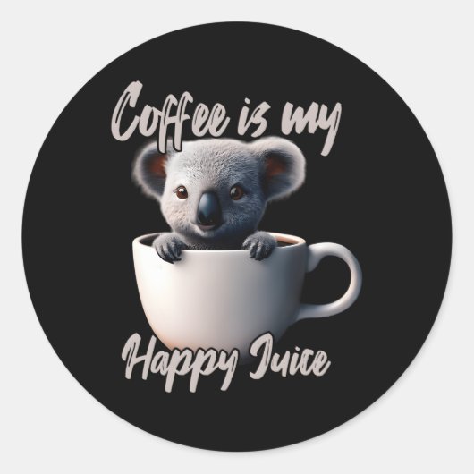 Sticker Rond Le Café Est Mon Joyeux Jus Koala (Devant)