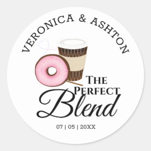Sticker Rond Le café et beignet mélange parfait Mariage