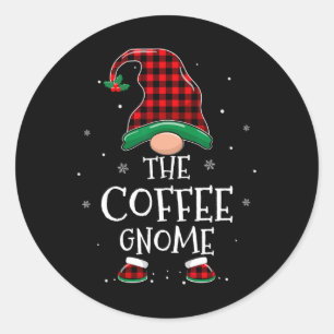 Sticker Rond Le Café Gnome Xmas Famille Correspondant Plaid Chr