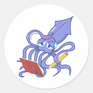 Sticker Rond Le calamars de dessin