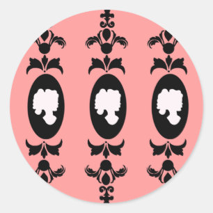 Sticker Rond Le Cameo baroque Damask